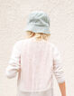 Cardigan blanc cassé bi matière brodé dos fille-2