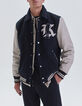 Men&rsquo;s navy mixed fabric baseball jacket with XL embroidery-2