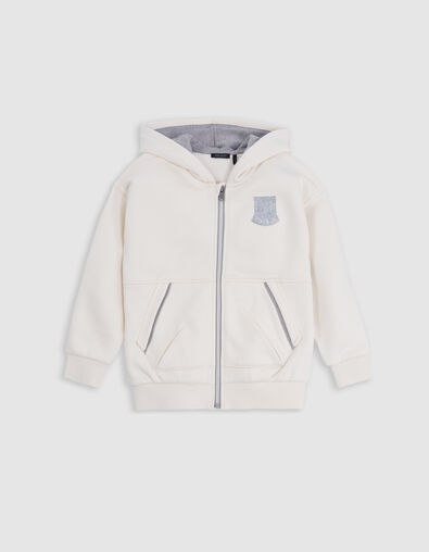 Boy's zipped ecru cardigan with grey details - IKKS