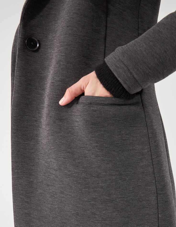 Women’s neoprene mid-length coat with removable hood-6