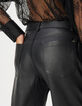 Pantalon droit en cuir noir Femme-5