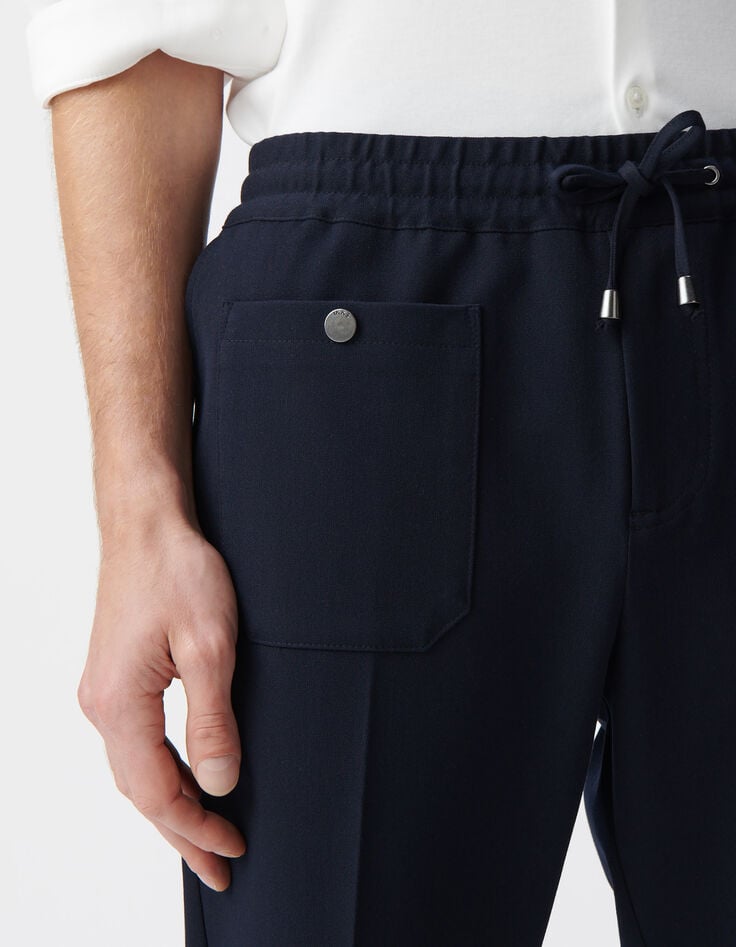 Men&rsquo;s navy patch pocket joggers-4