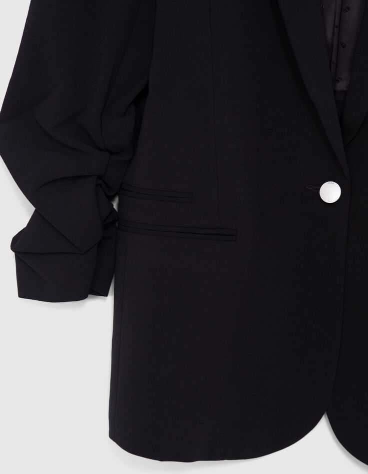 Veste tailleur en crêpe coloris noir femme-6