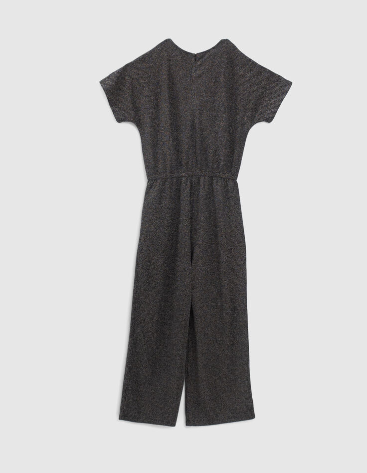 Langer, schwarzer M&auml;dchenrippoverall mit Glitzer-3