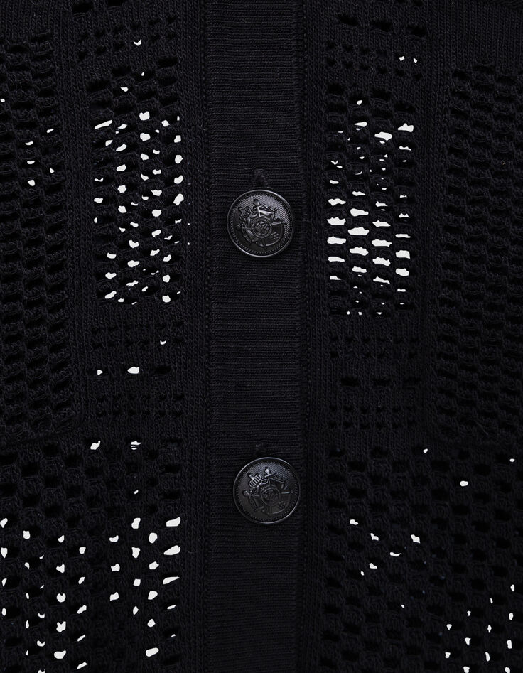 Schwarze durchbrochene STRICKJACKE für Damen, kurz-8