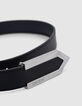 Ceinture noire cuir boucle chevron 1440 Femme-3