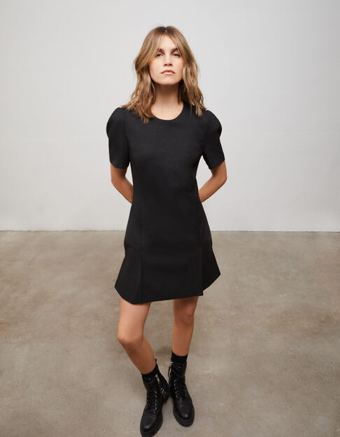 Women’s short metallic dress in black