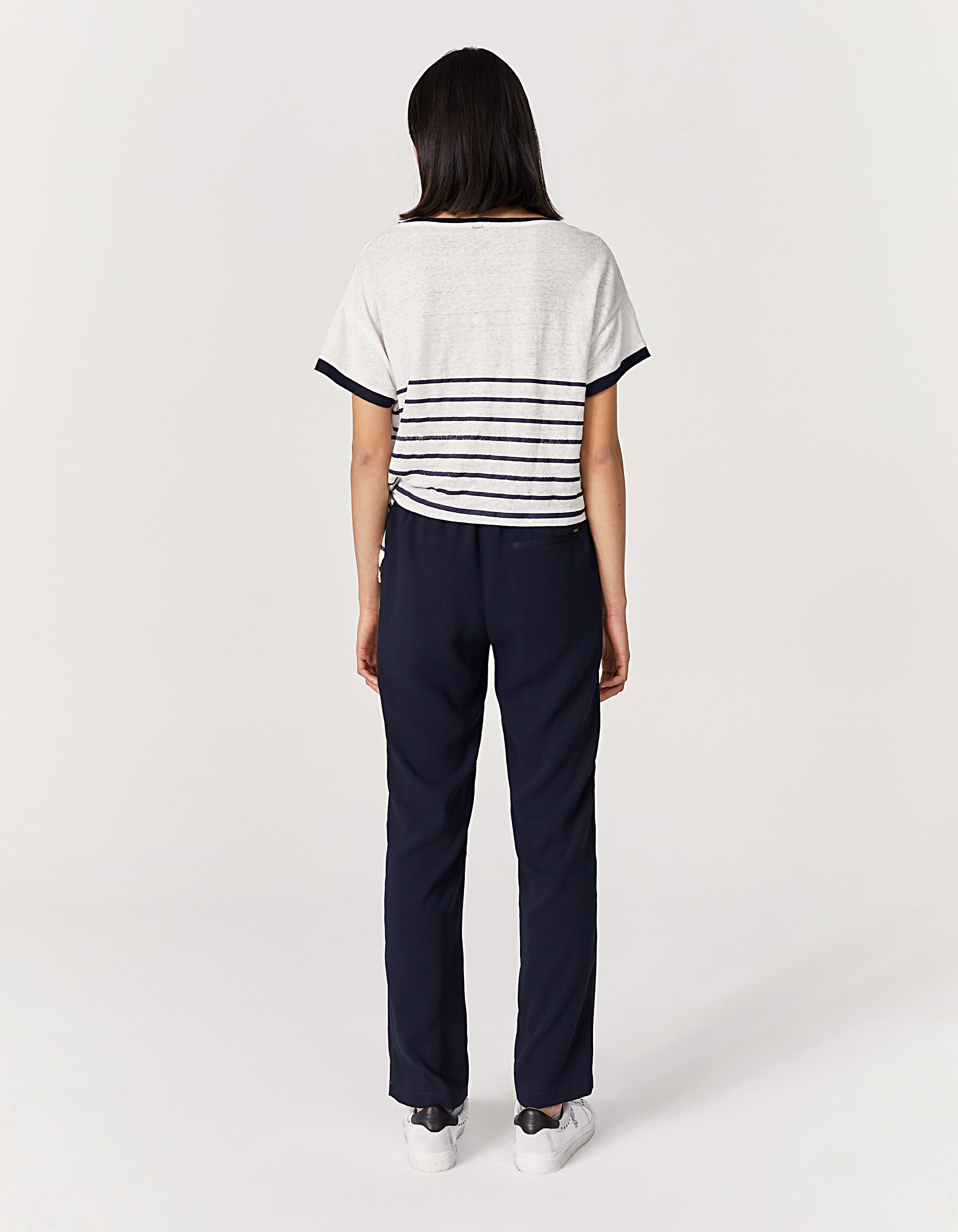 Pantalon droit hotsell bleu marine femme