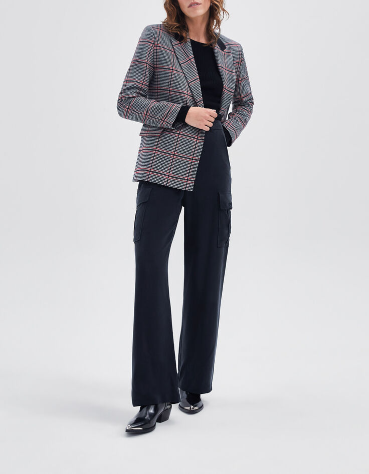 Women’s black houndstooth suit jacket-7