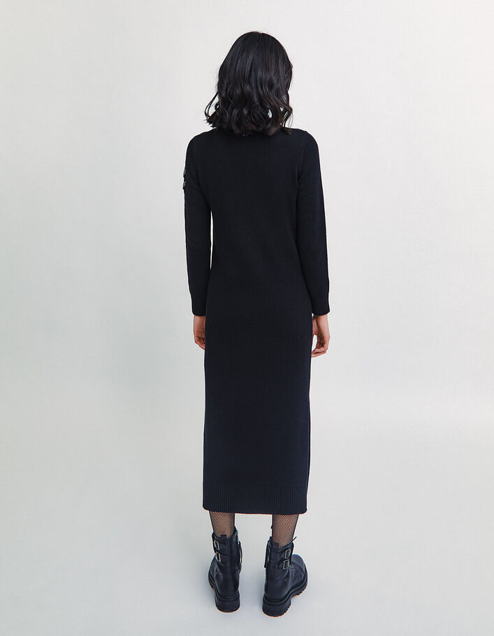Women’s knit rollneck long dress with beaded chevrons - IKKS