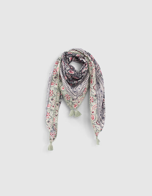 Girls’ navy floral print square scarf