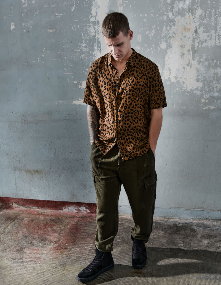 alumno trapo Elegante Camisa REGULAR especia leopardo hombre