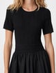 Women's black bi-material maxi dress-5