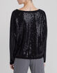 Women’s black knit oversize sweater, embroidered sequins-2