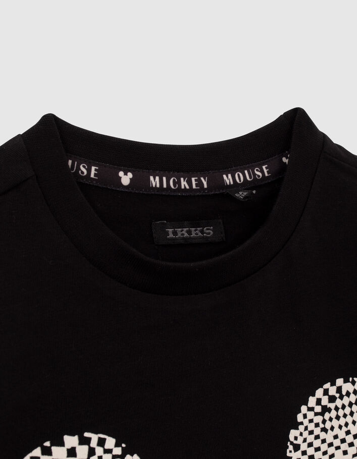 Black IKKS–MICKEY T-shirt, checkerboard Mickey image - IKKS