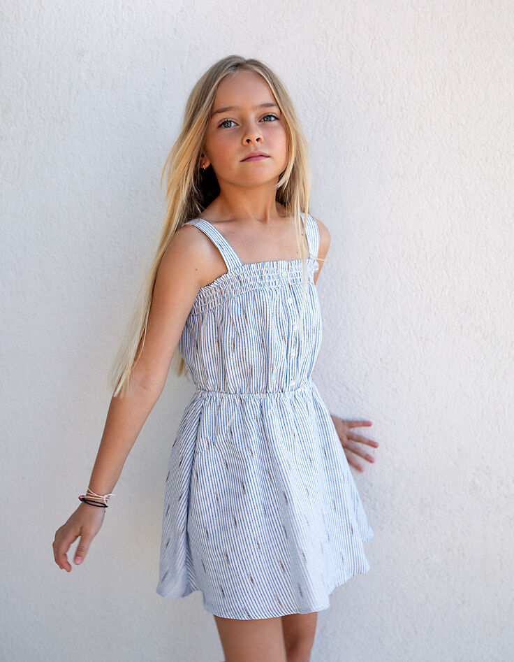 Robe navy rayé à bretelles fille-1