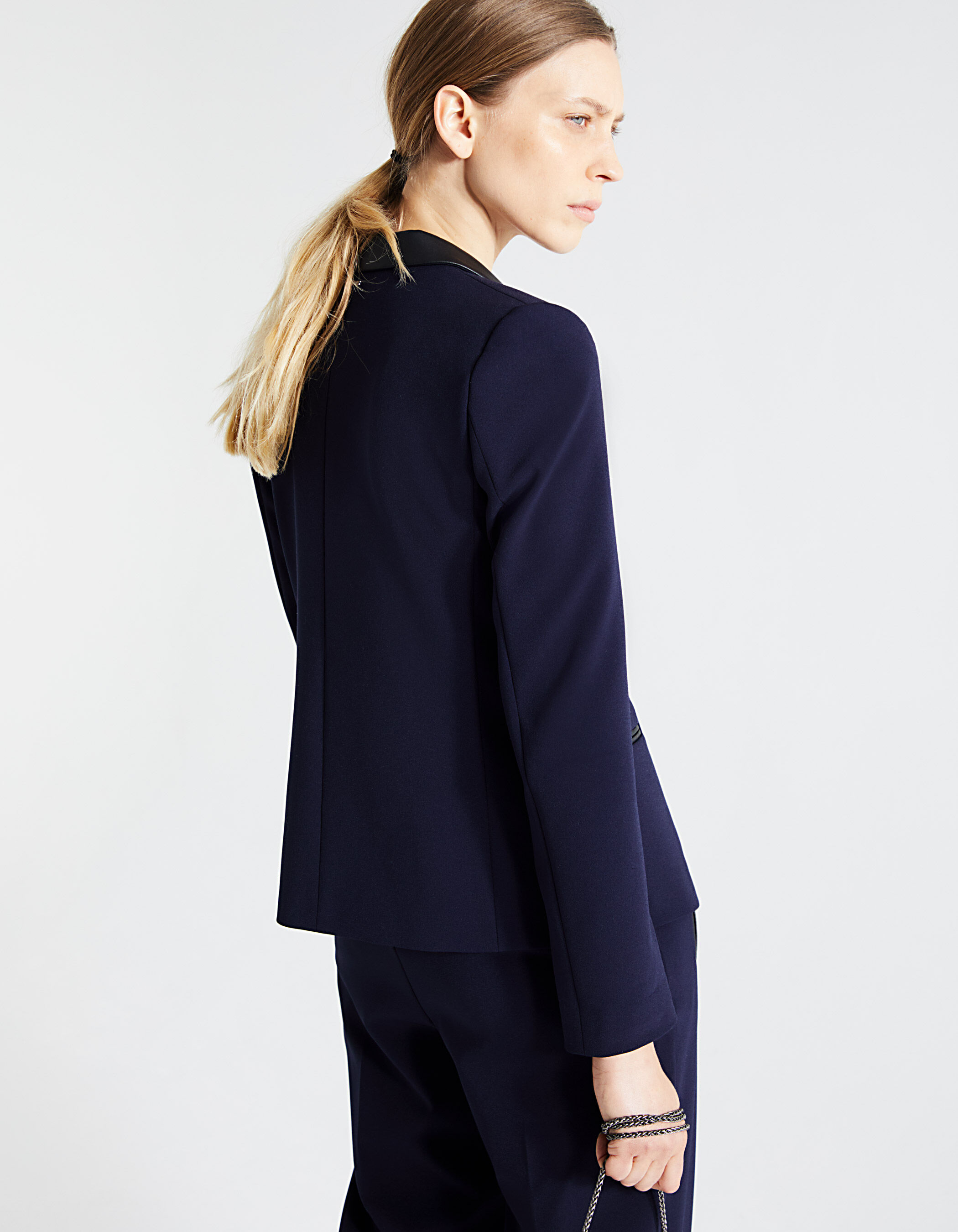 Navy crepe jacket deals