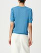Tee-shirt bleu iris&eacute; maille c&ocirc;tel&eacute;e iris&eacute;e-3