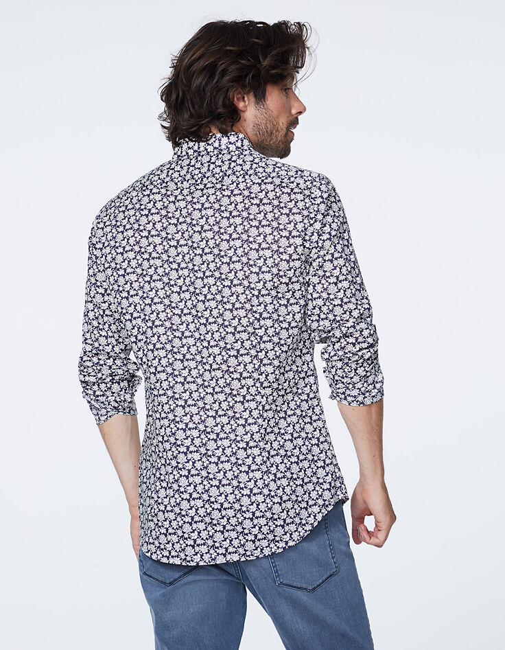 Chemise SLIM marine tissu Liberty Lotus Homme-3 Chemise SLIM marine tissu Liberty Lotus Homme-3