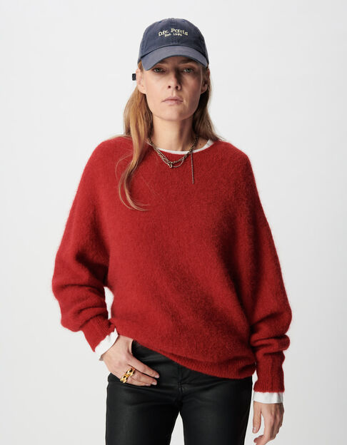 Women’s red knit sweater with batwing sleeves - IKKS