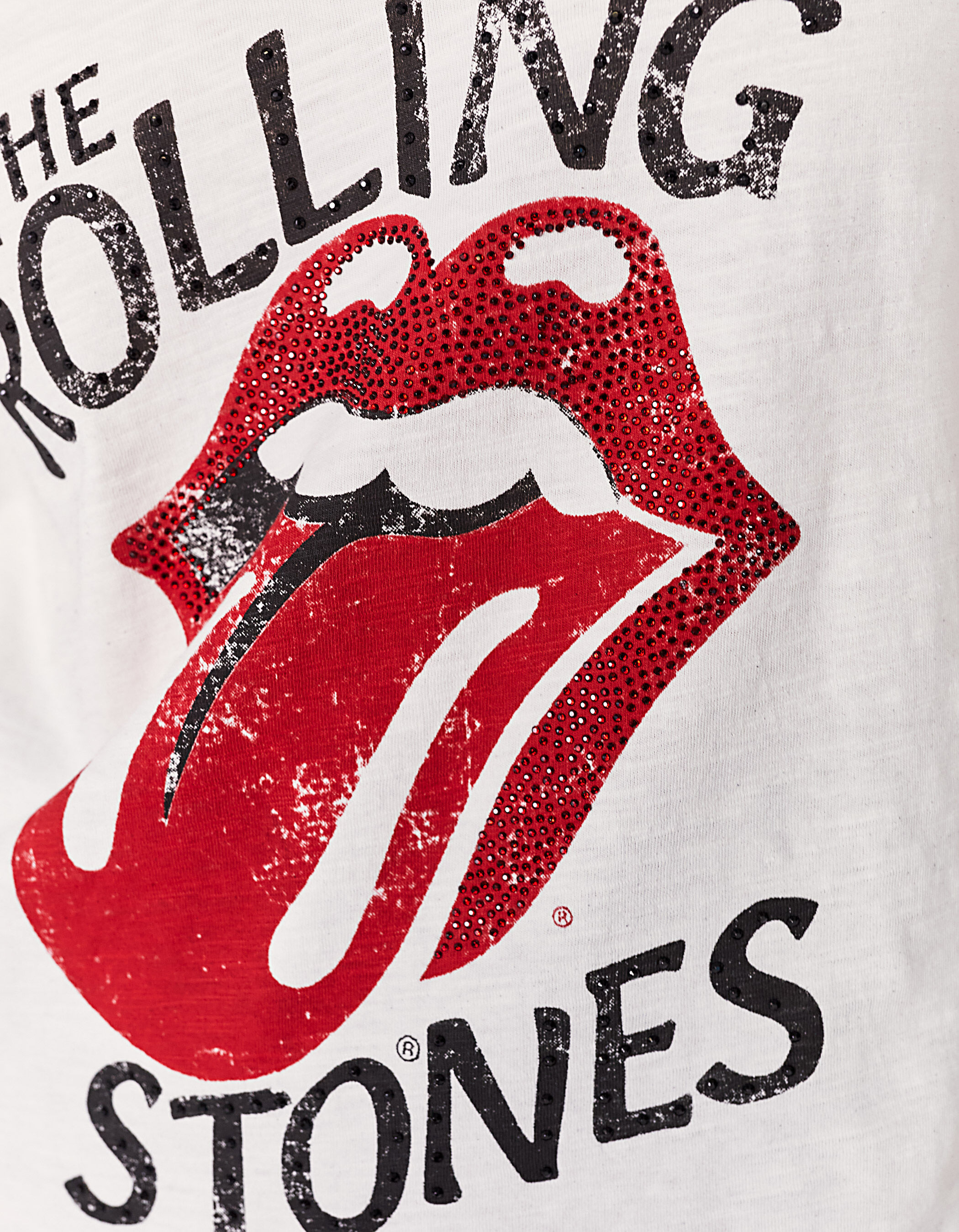 Rolling Stones slub cotton V-neck T-shirt