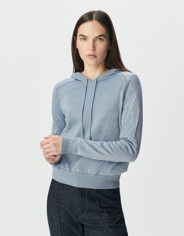 Jersey capucha azul cielo punto fino lúrex mujer-3 Jersey capucha azul cielo punto fino lúrex mujer-3