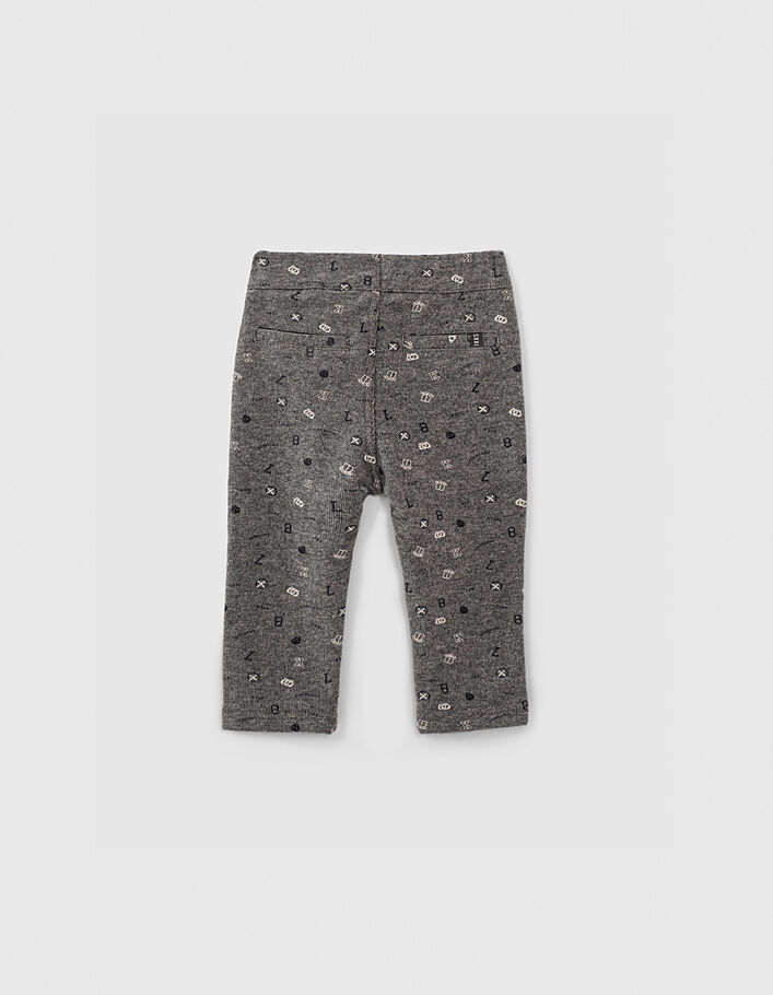 Baby boys’ dark grey shield print knit trousers - IKKS