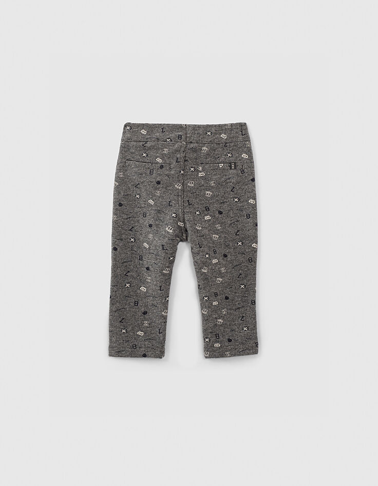 Pantalón gris oscuro punto estampado blasones bebé niño -2