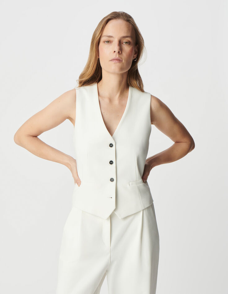 Gilet sans manches blanc maille Milano Femme-2