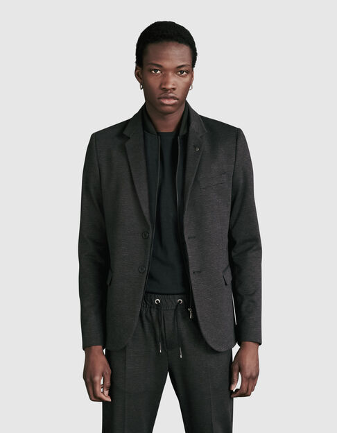 Men’s charcoal suit jacket with little checks