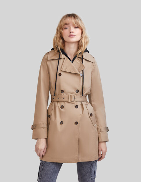 Women’s trench coat, removable hood and facing