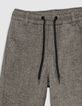 Boy's grey herringbone knit pants-4