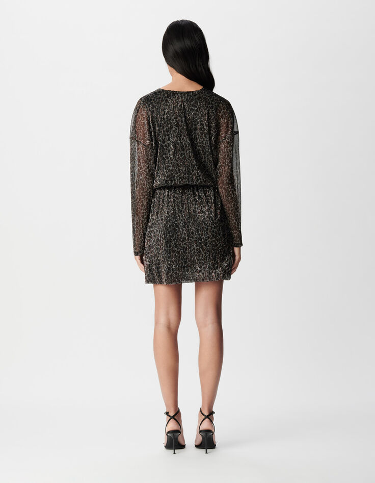 Vestido de punto lurex negro Mujer-3