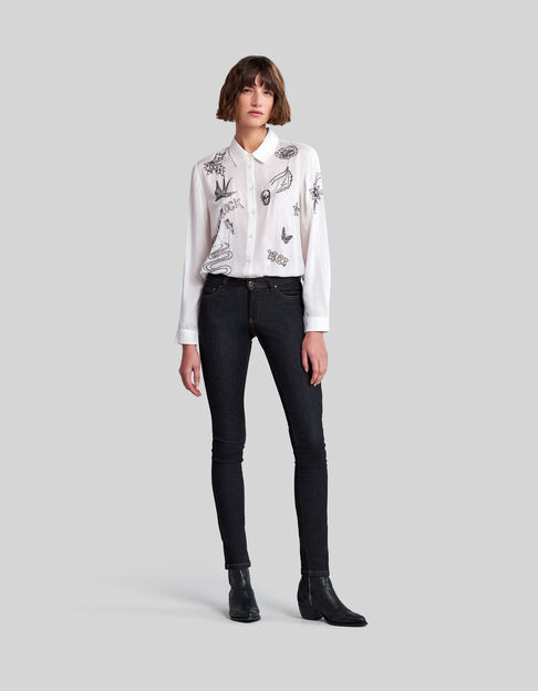 Schwarze Low Waist Slim-Damenjeans