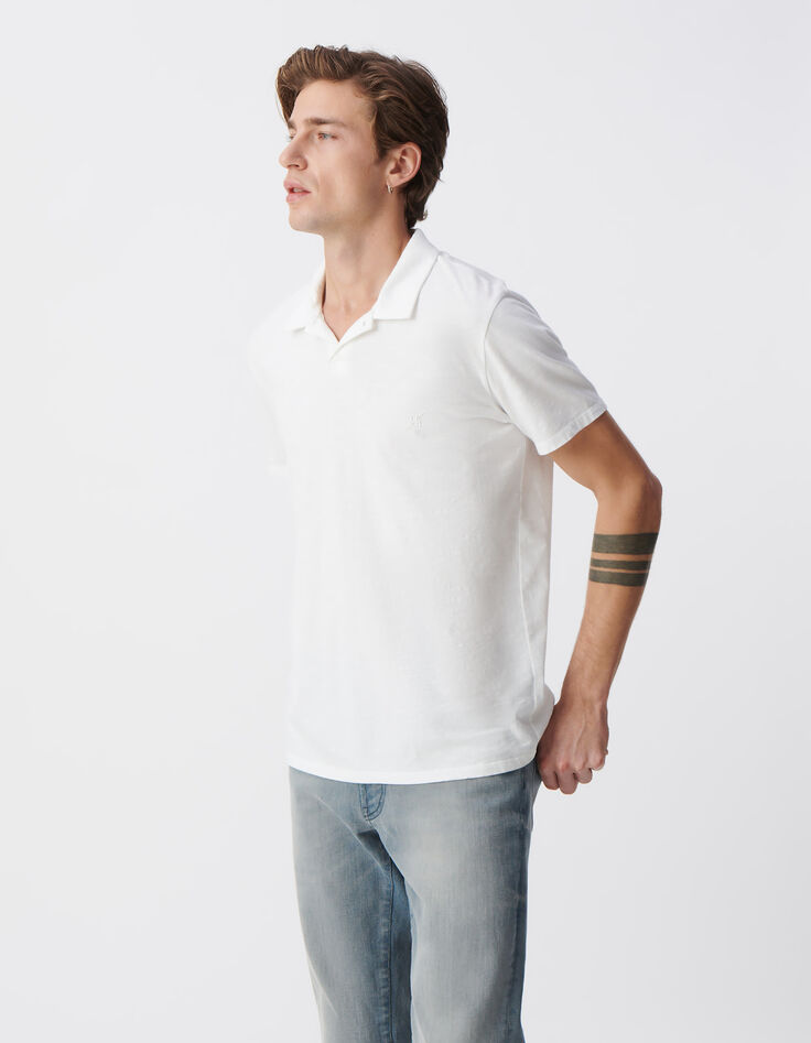 Polo blanc L'Essentiel coton bio flammé Homme-5