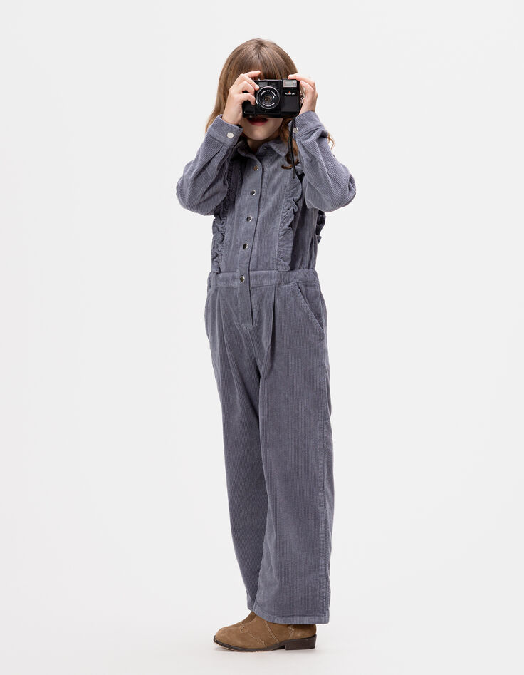 Girls’ blue corduroy jumpsuit-3