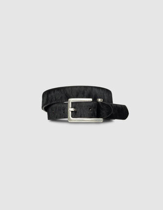 Ceinture noire cuir effet poulain