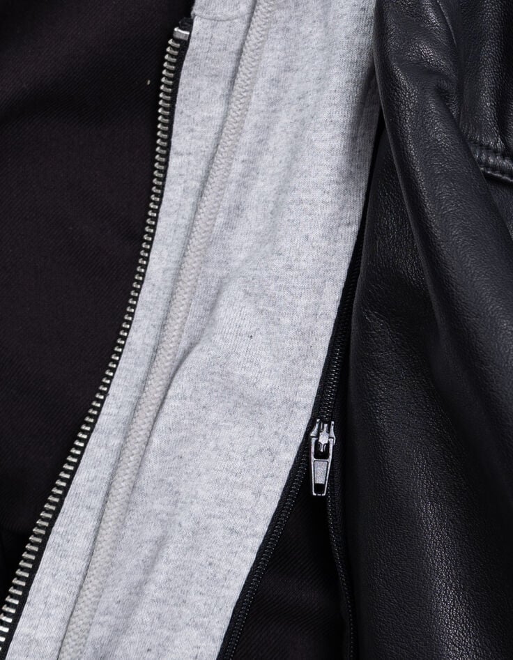 Veste cuir noir esprit motard chevrons clous Femme-4 Veste cuir noir esprit motard chevrons clous Femme-4