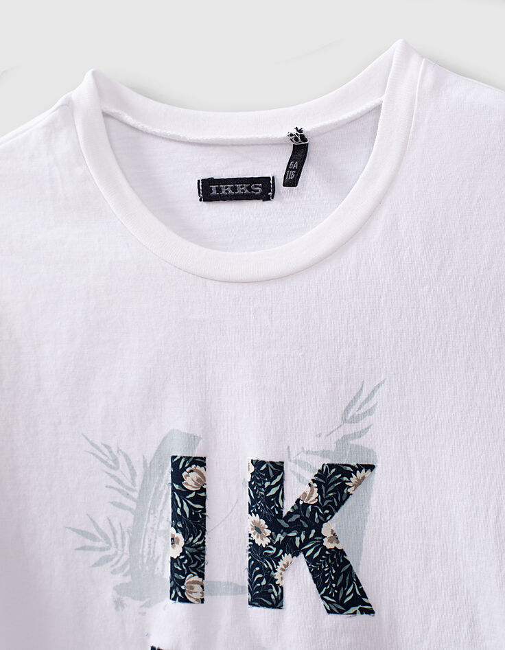 Camiseta blanco roto logo floral niño -3