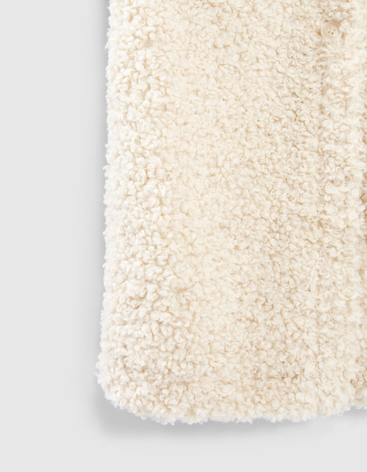 Lange ecru mantel in Sherpa meisjes-4