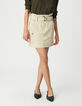 Jupe courte beige esprit battle ceintur&eacute;e Femme-1