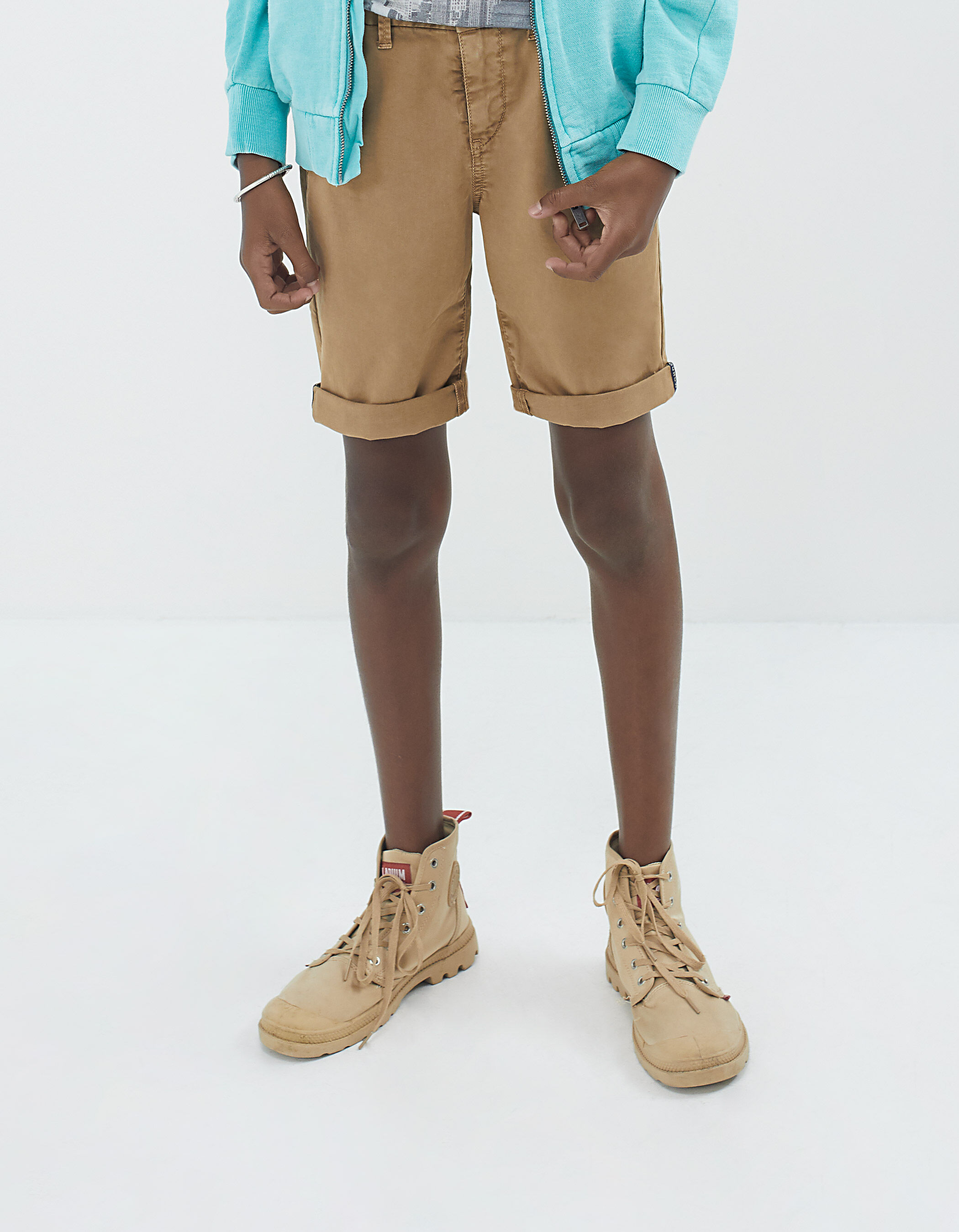 Boys dark beige chino Bermudas