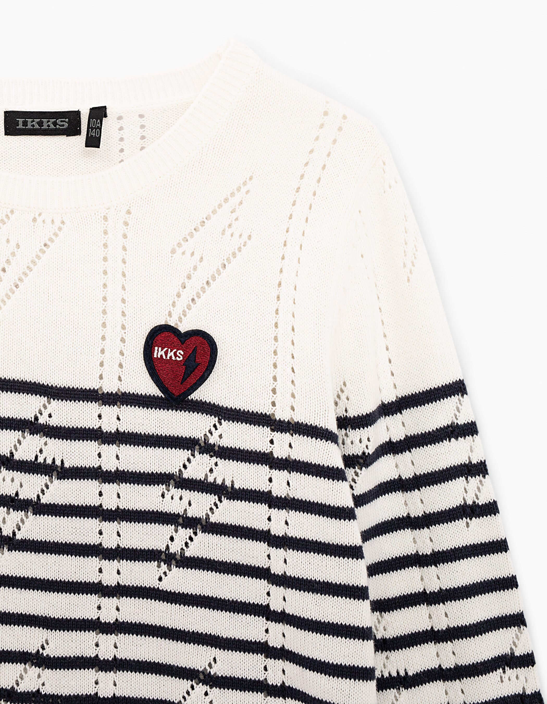 Girls openwork lightning knit sailor sweater