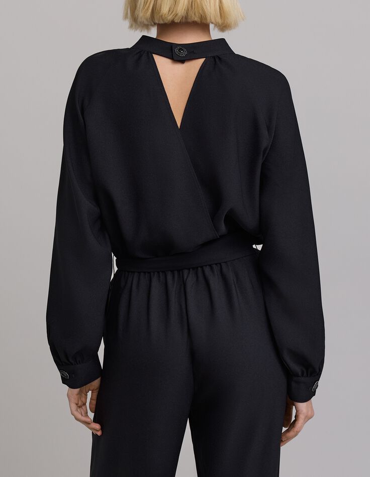Women's black button-and-jewel star jumpsuit-8 Women's black button-and-jewel star jumpsuit-8