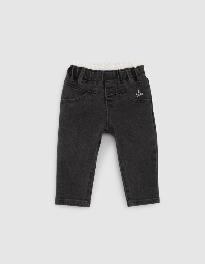 Paperbag jeans medium grey kant taille babymeisjes - IKKS