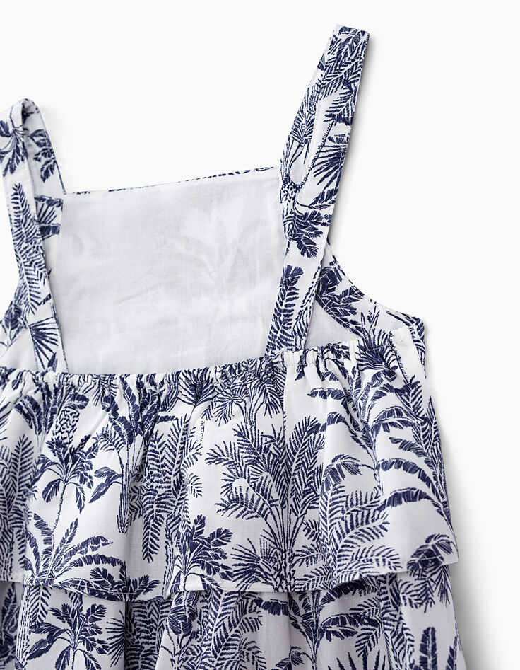 Top blanc cassé imprimé palmiers bleus fille-5 Top blanc cassé imprimé palmiers bleus fille-5