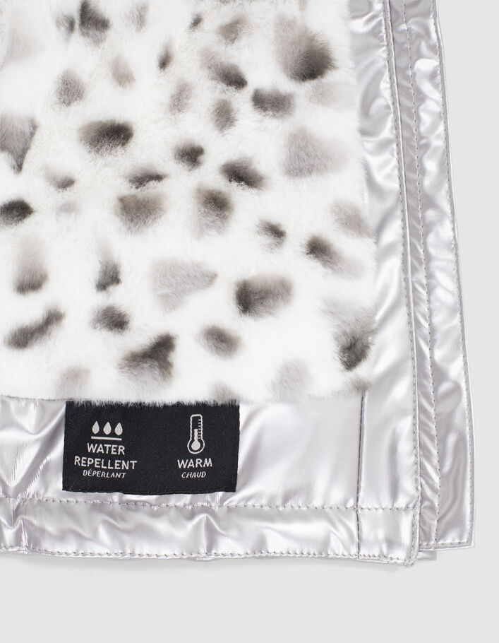 Baby girls’ silver rubber leopard faux-fur lined parka, - IKKS