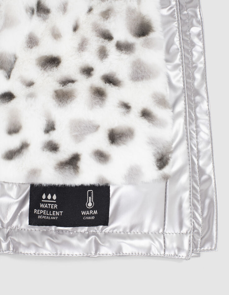 Zilveren parka gevoerd rubber luipaard babymeisjes-11