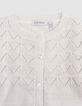 Cardigan ecru knit lurex openwork baby girl-2