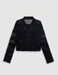Schwarze durchbrochene STRICKJACKE für Damen, kurz-6